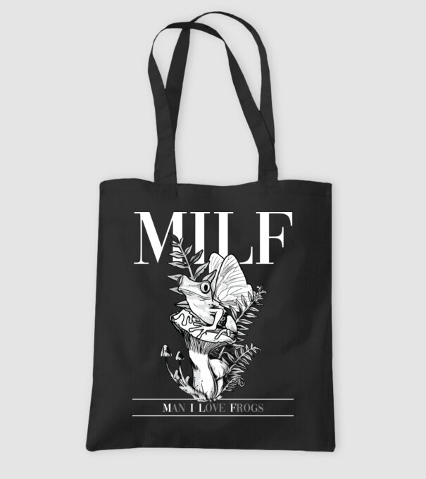 MILF man i love frogs model negru pe tricou
