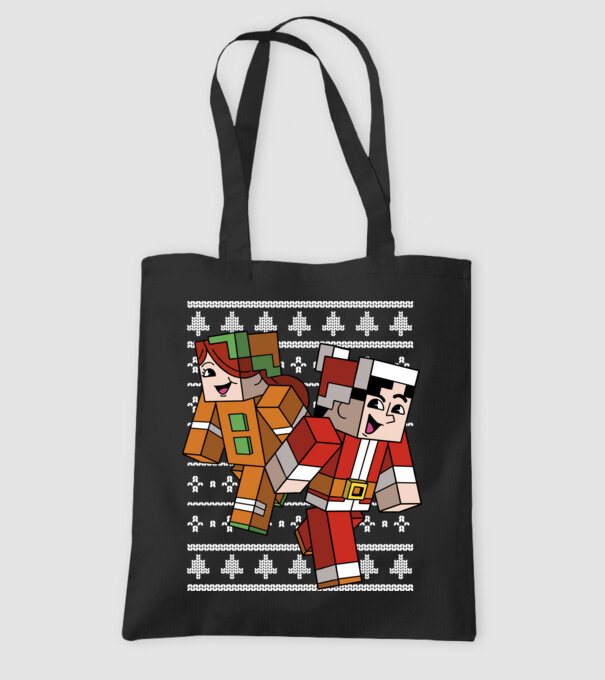 Minecraft christmas ugly sweater model negru pe tricou