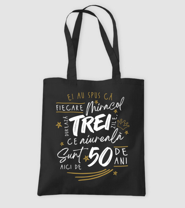 Miracol durează trei 50 de ani model negru pe tricou