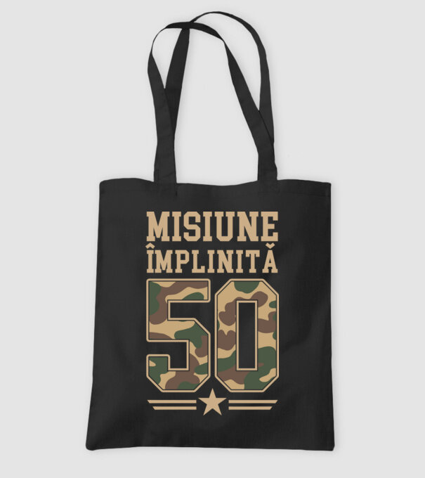 Misiune împlinită 50 model negru pe tricou
