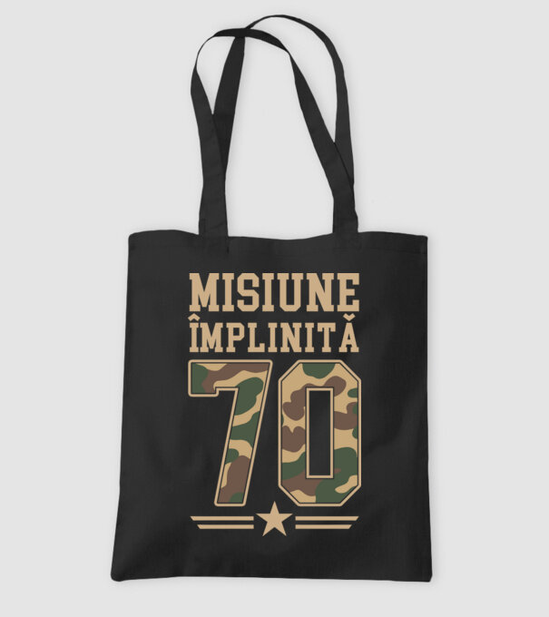 Misiune împlinită 70 model negru pe tricou