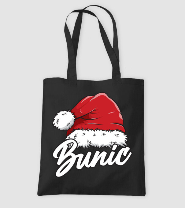 bunic Santa Hat model negru pe tricou