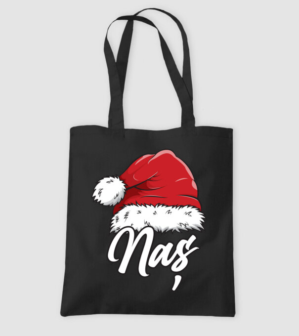 naș Santa Hat model negru pe tricou