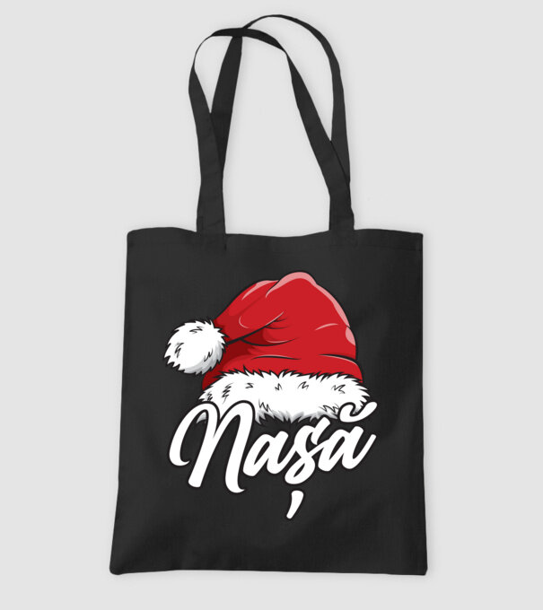 nașă Santa Hat model negru pe tricou