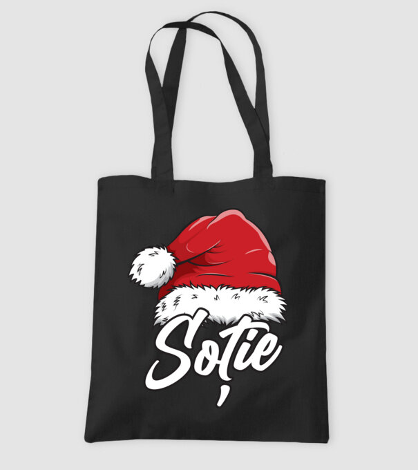 soție Santa Hat model negru pe tricou