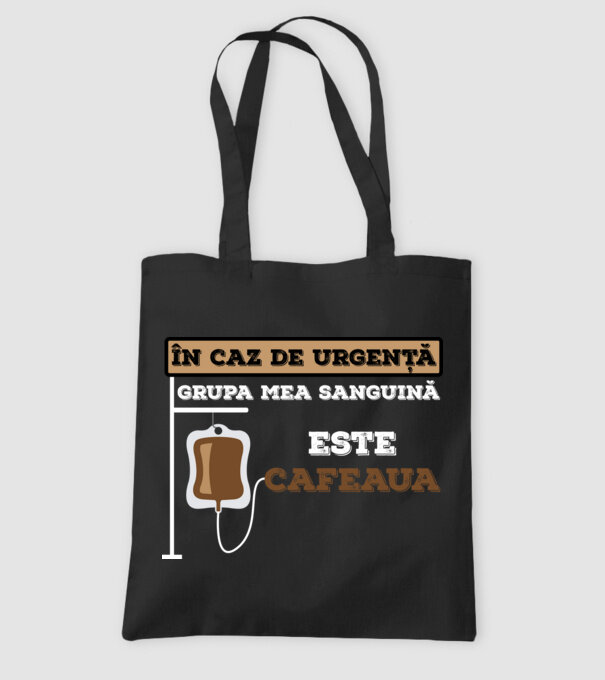 În caz de urgență, grupa mea sanguină este cafeaua model negru pe tricou