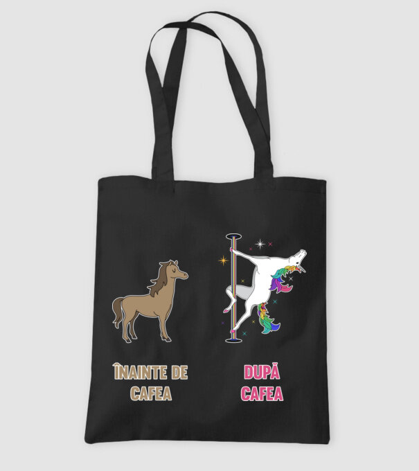 Înainte de cafea - După cafea model negru pe tricou