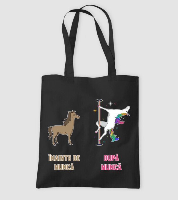 Înainte de muncă - după muncă model negru pe tricou