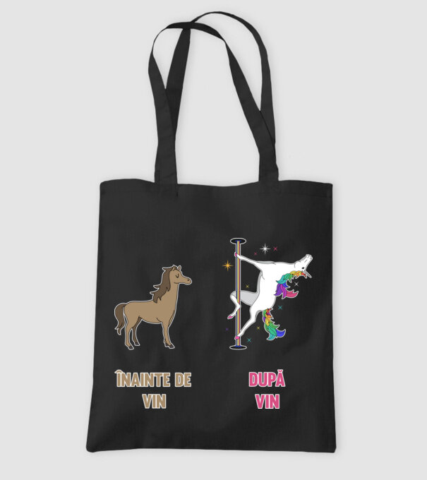 Înainte de vin - După vin model negru pe tricou
