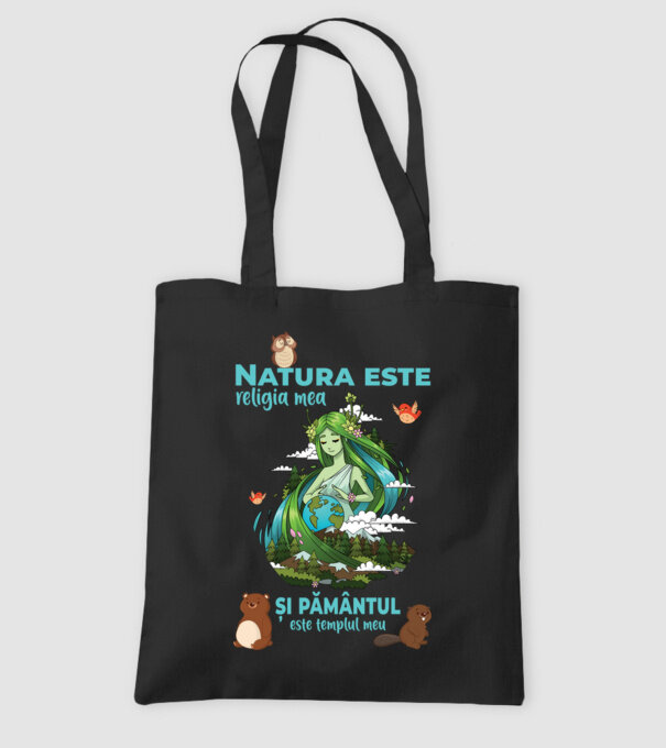 Natura este religia mea și pământul este templul meu model negru pe tricou