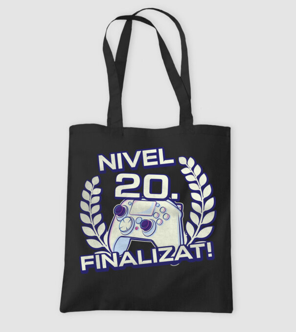 Nivel 20 finalizat! model negru pe tricou