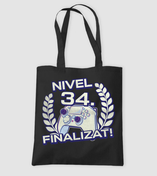 Nivel 34 finalizat! model negru pe tricou