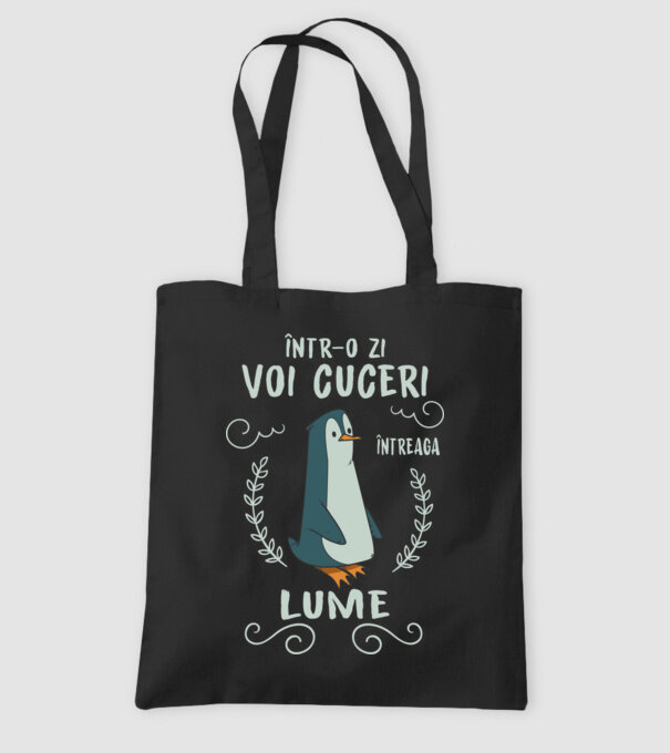 Într-o zi voi cuceri întreaga lume model negru pe tricou