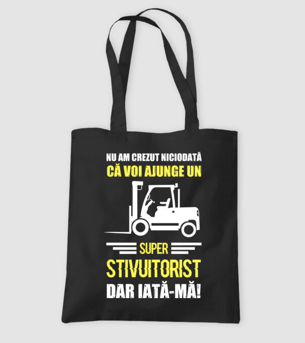 nu am crezut niciodată că voi ajunge un super stivuitorist, dar iată-mă D1455447 model negru pe tricou