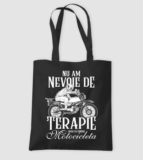 nu am nevoie de terapie, doar să conduc motocicleta model negru pe tricou