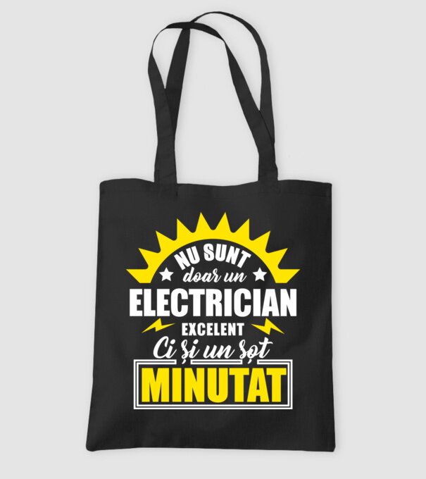 Nu sunt doar un electrician excelent, ci și un soț minunat! model negru pe tricou