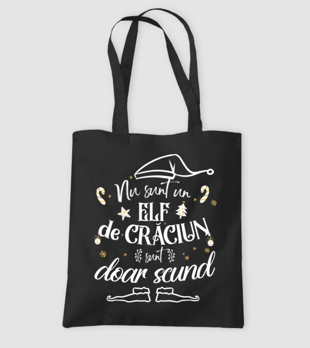 Nu sunt un elf de Crăciun, sunt doar scund Negru model negru pe tricou
