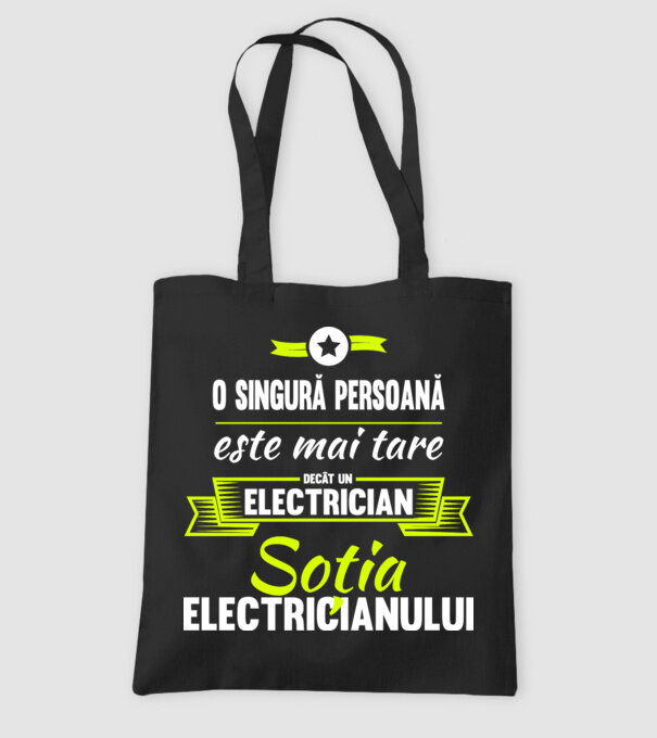 O singură persoană este mai tare decât un electrician, soția electricianului model negru pe tricou