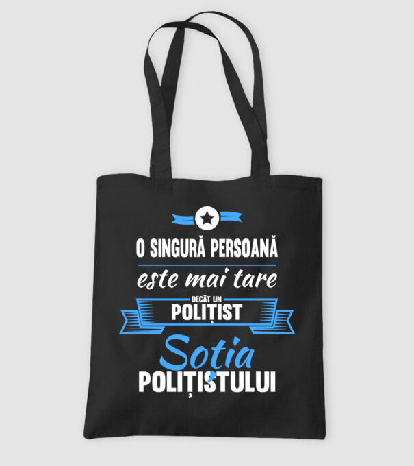 O singură persoană este mai tare decât un polițist, soția polițistului model negru pe tricou