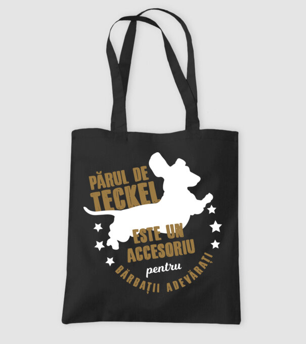 părul de teckel este un accesoriu pentru bărbații adevărați model negru pe tricou