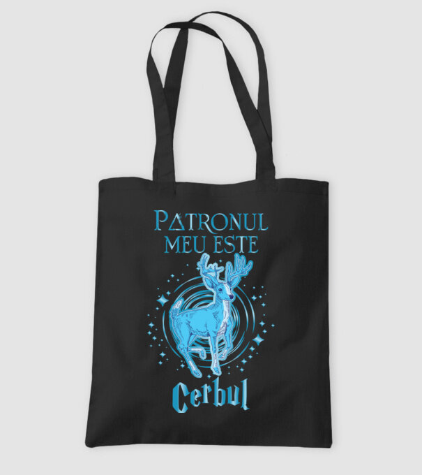 Patronul meu este CERBUL model negru pe tricou