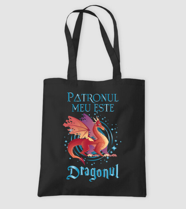 Patronul meu este DRAGONUL model negru pe tricou