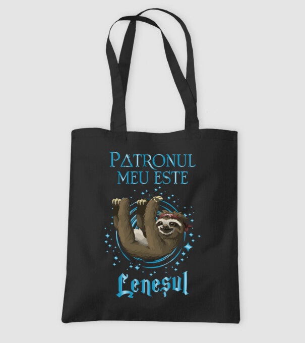 Patronul meu este LENEȘUL model negru pe tricou