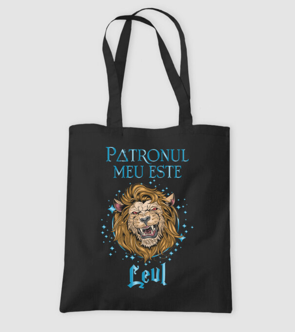 Patronul meu este LEUL model negru pe tricou