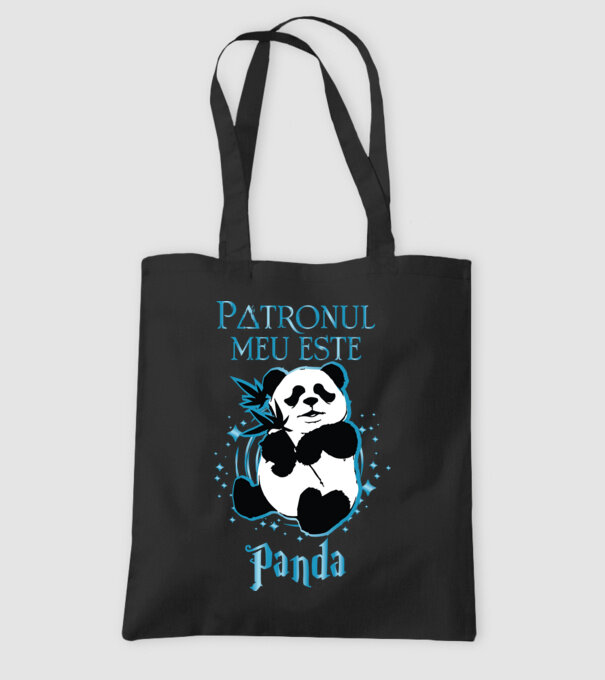 Patronul meu este PANDA model negru pe tricou