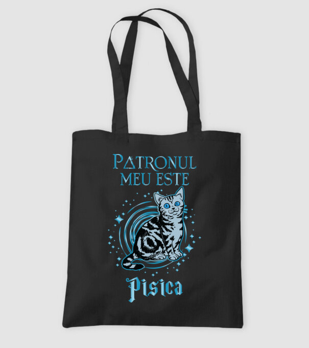 Patronul meu este PISICA model negru pe tricou