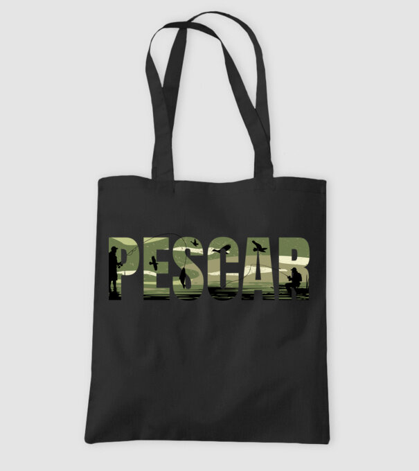 PESCAR model negru pe tricou