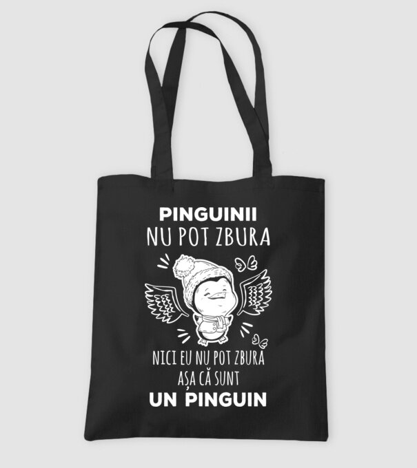 pinguinii nu pot zbura, nici eu nu pot zbura, așa că sunt un pinguin model negru pe tricou