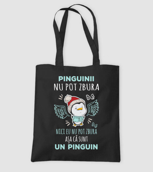 pinguinii nu pot zbura, nici eu nu pot zbura, așa că sunt un pinguin model negru pe tricou