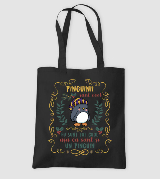 pinguinii sunt cool, eu sunt tot cool așa că sunt și un pinguin model negru pe tricou