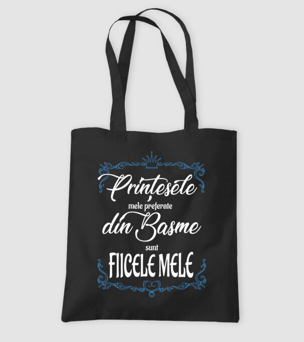 PINȚESELE mele preferate din basme sunt FIICELE MELE model negru pe tricou