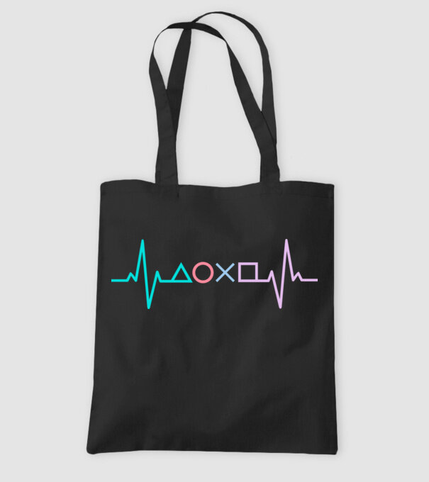 Playstation Symbols EKG model negru pe tricou