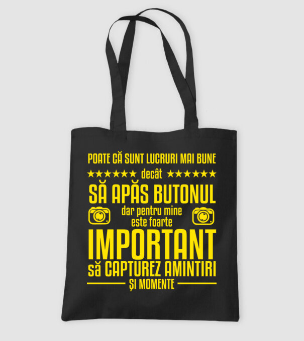 poate că sunt lucruri mai bune decât să apăs butonul, dar pentru mine este foarte important să capturez amintiri și momente model negru pe tricou
