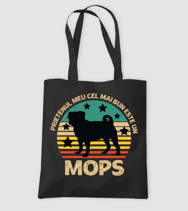 Prietenul meu cel mai bun este un mops model negru pe tricou