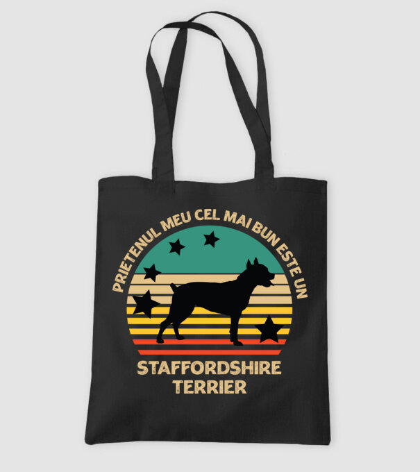 Prietenul meu cel mai bun este un staffi model negru pe tricou