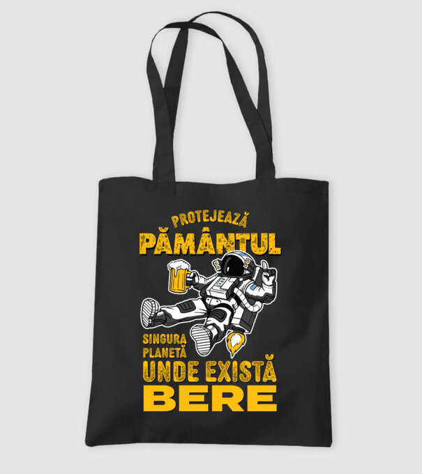 Protejează Pământul, singura planetă unde există bere model negru pe tricou