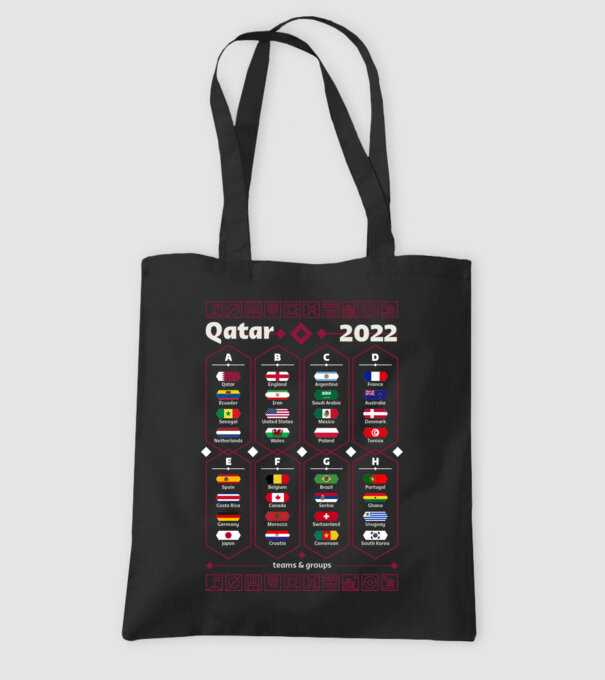 Qatar 2022 teams - groups model negru pe tricou