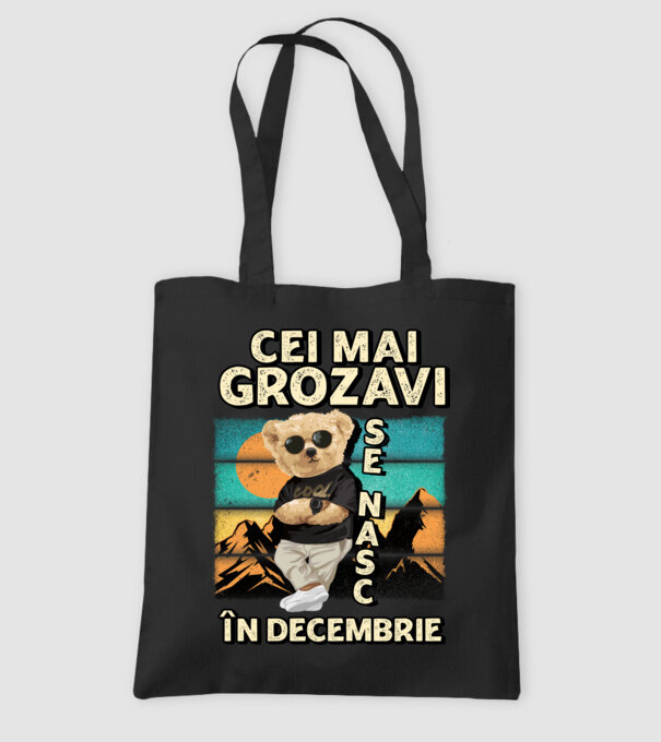 RETRO teddy DECEMBRIE model negru pe tricou