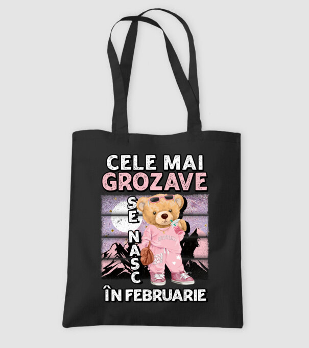 RETRO teddy fetişcană FEBRUARIE model negru pe tricou