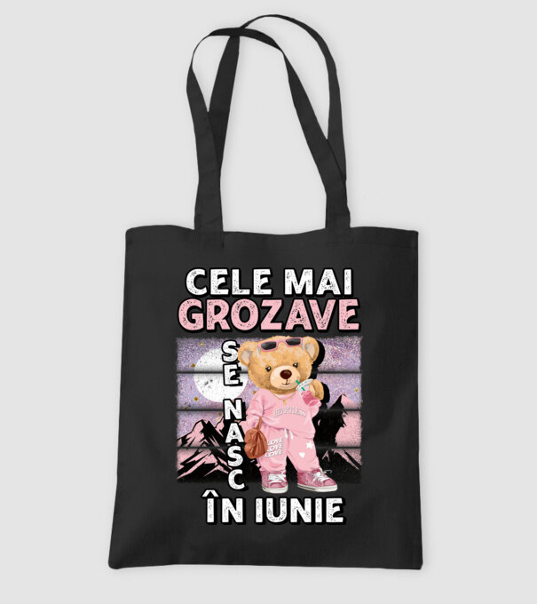 RETRO teddy fetişcană IUNIE model negru pe tricou
