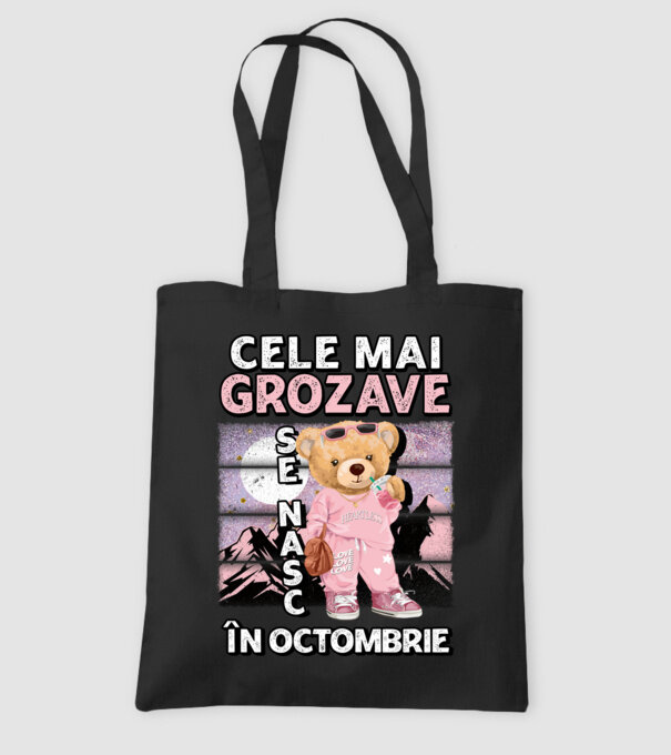 RETRO teddy fetişcană OCTOMBRIE model negru pe tricou