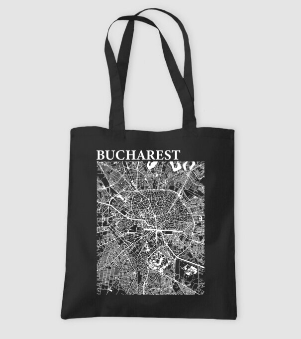 România Bucharest map model negru pe tricou