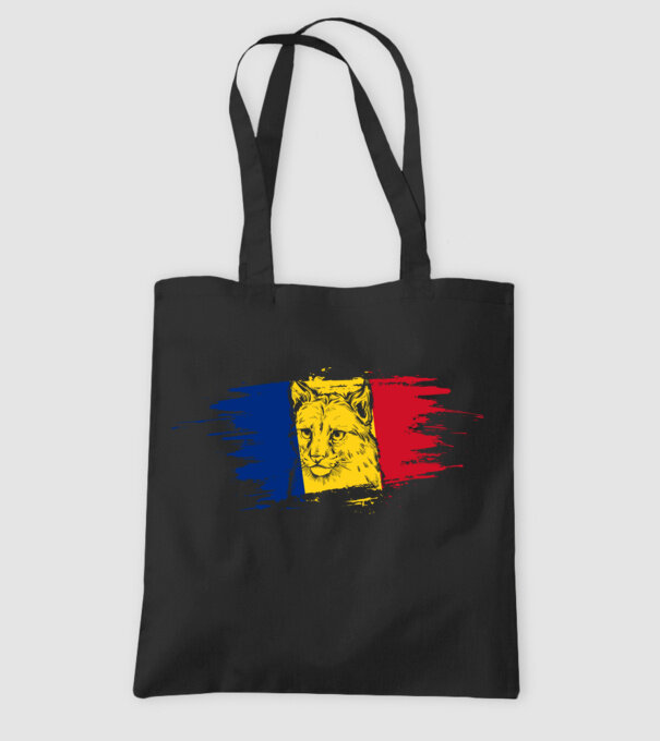 romania eurasian lynx model negru pe tricou