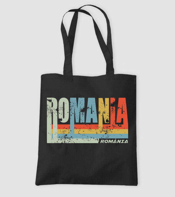 România retro model negru pe tricou