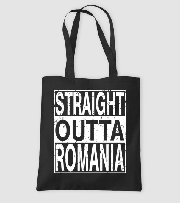 România straight outta model negru pe tricou