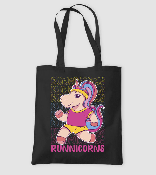 Runnicorns model negru pe tricou